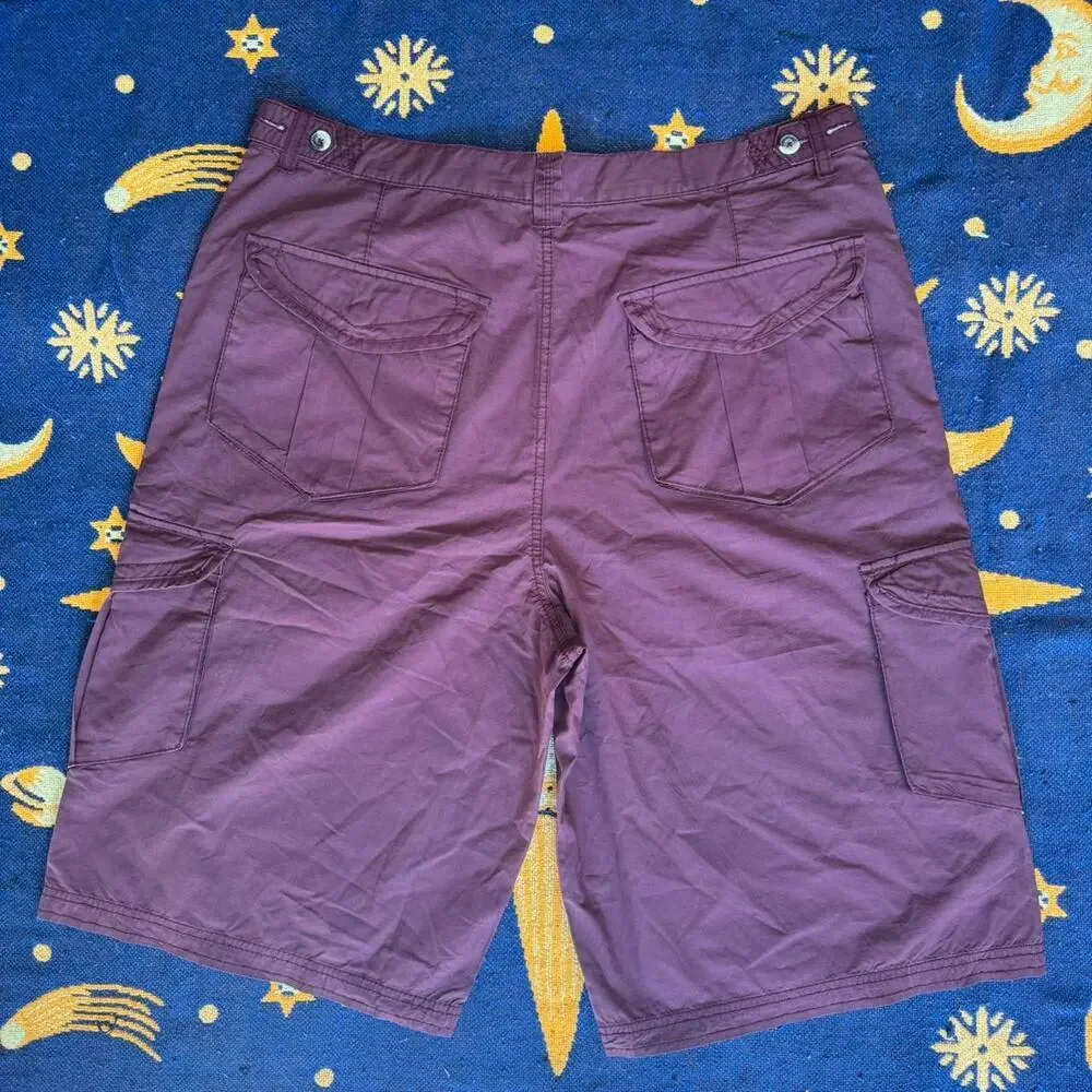 NWT Russel Simmons Argyle Culture Burgundy Maroon Red Cargo Carpenter Shorts